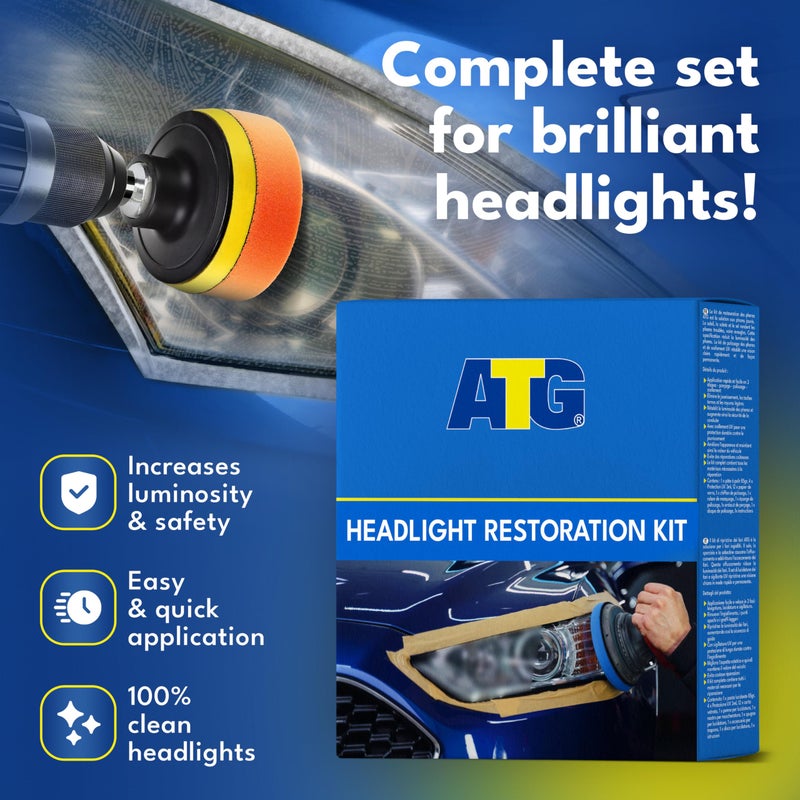 ATG Headlight restoration Kit - Universal Car headlight cleaner and restorer Kit - Headlight restorer kit for plastic car headlights - Quick & easy headlight restoration - Headlight repair Kit - Image 4